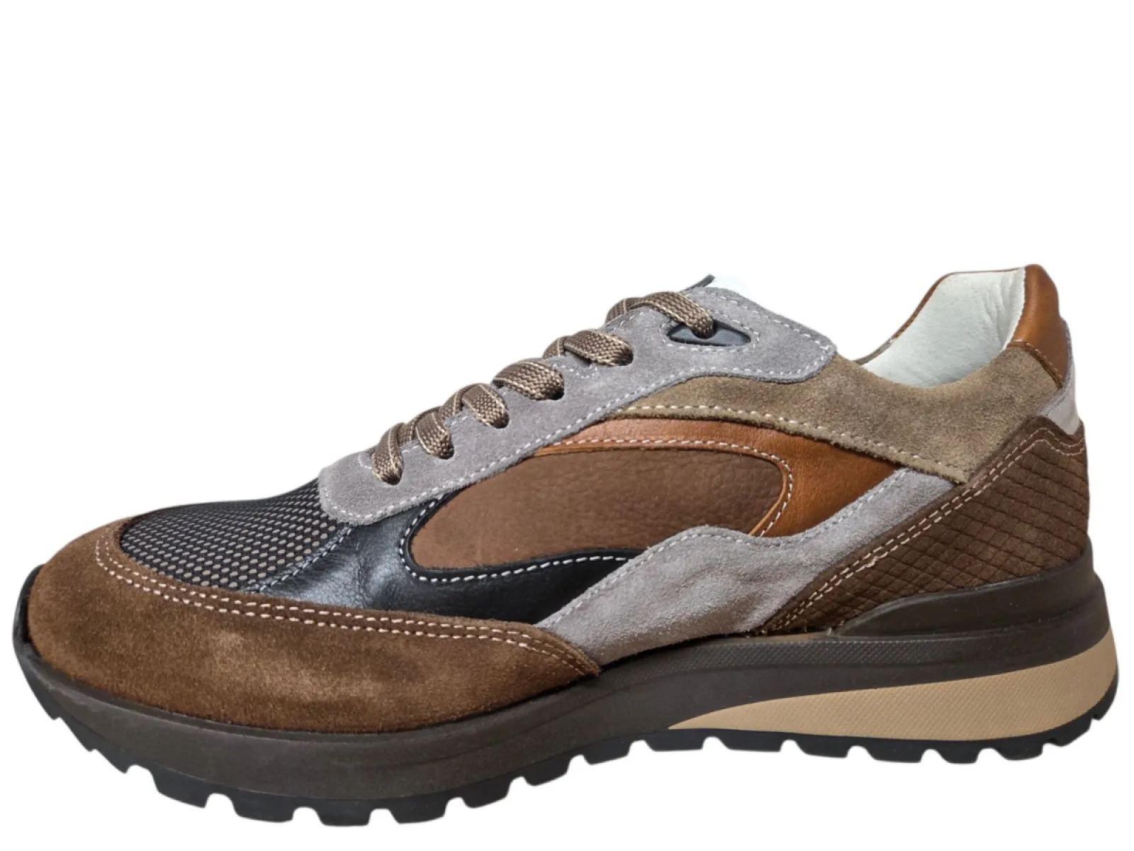 Australian Australian Sparrow L72 Taupe Brown Grey Sneakers Grijs Bruin Leer Combi Heren