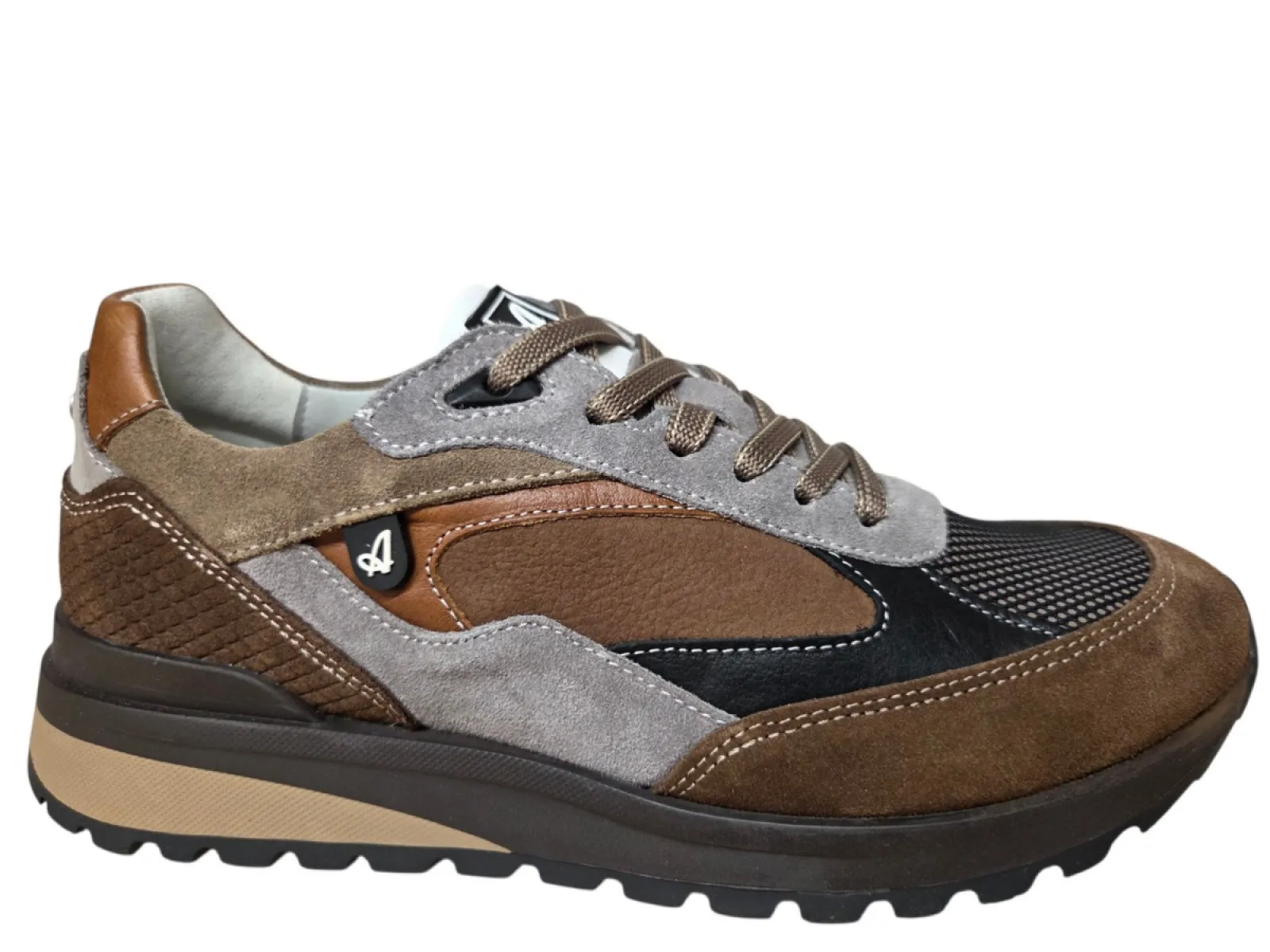 Australian Australian Sparrow L72 Taupe Brown Grey Sneakers Grijs Bruin Leer Combi Heren