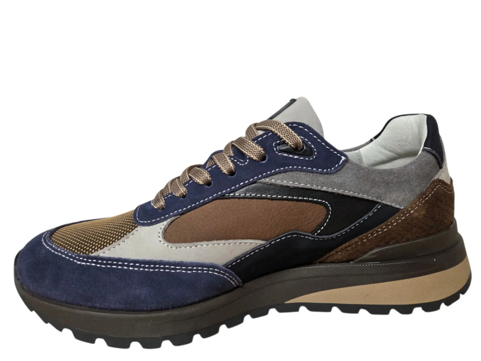 Australian Australian Sparrow S11 Blue Taupe Sneakers Blauw Taupe Leer Combi Heren