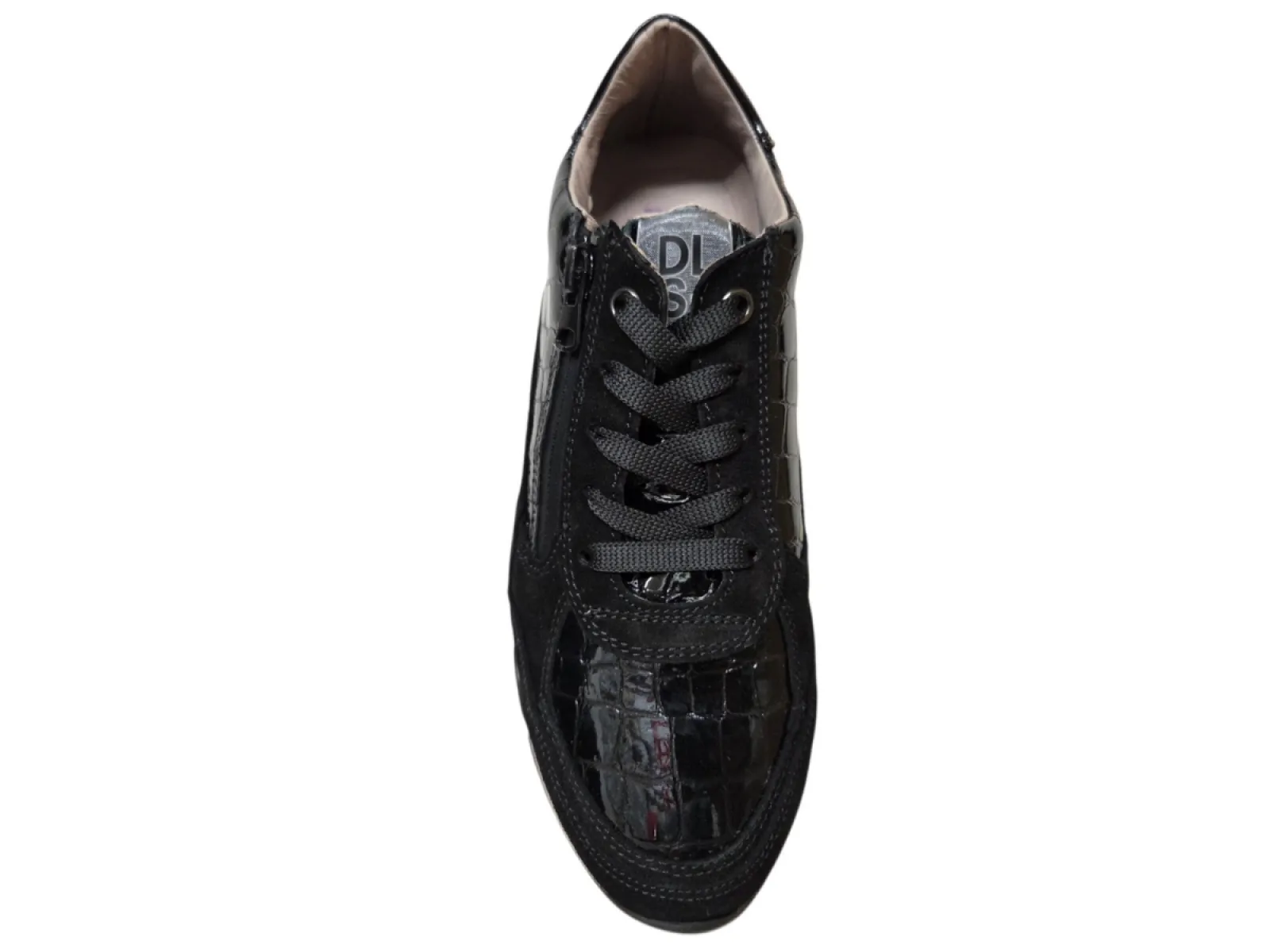 DL Sport DL Sport 7118 944 06 Velour Negro Sneakers Zwart Suede en Lak Dames