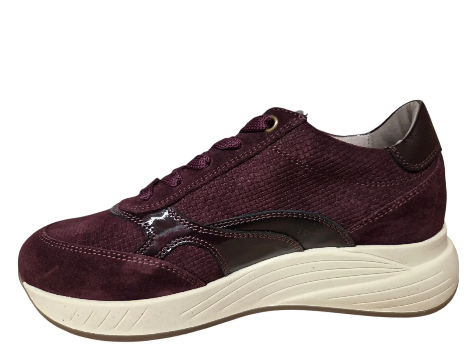 DL Sport DL Sport 7131HK 722 01 Velour Rubino Sneakers Aubergine Suede Dames Breedtemaat H/K