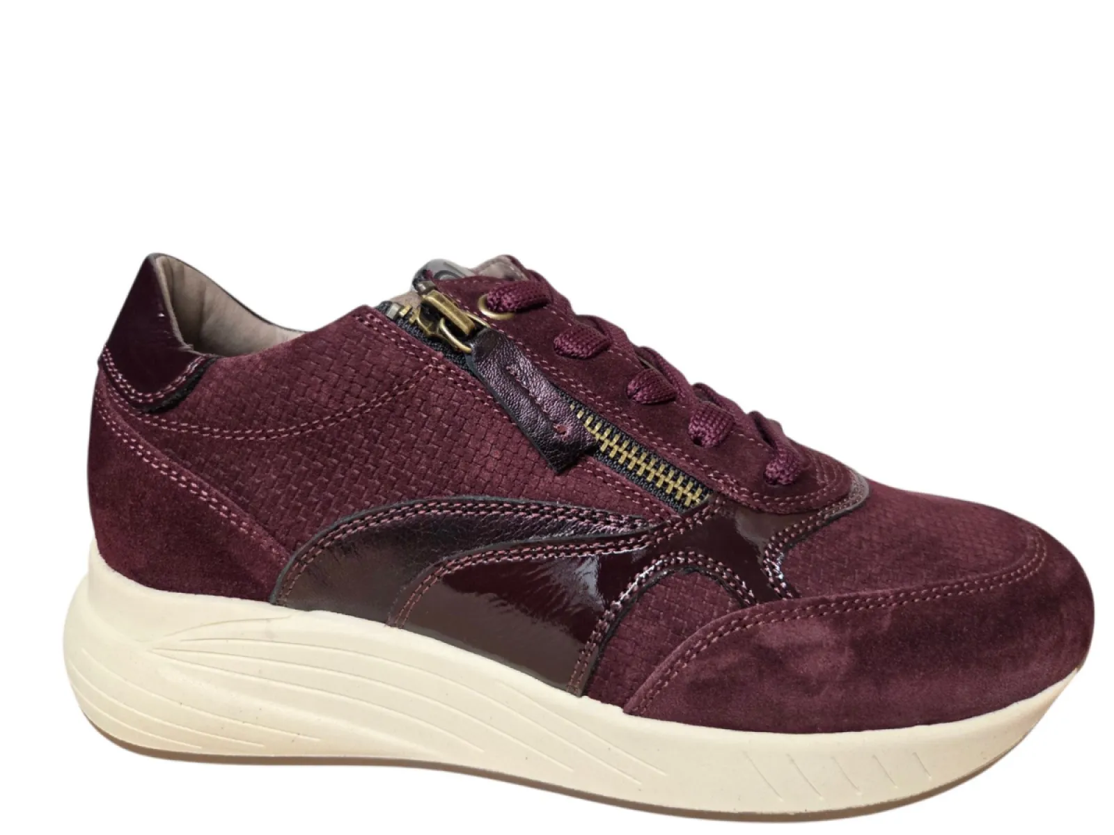DL Sport DL Sport 7131HK 722 01 Velour Rubino Sneakers Aubergine Suede Dames Breedtemaat H/K