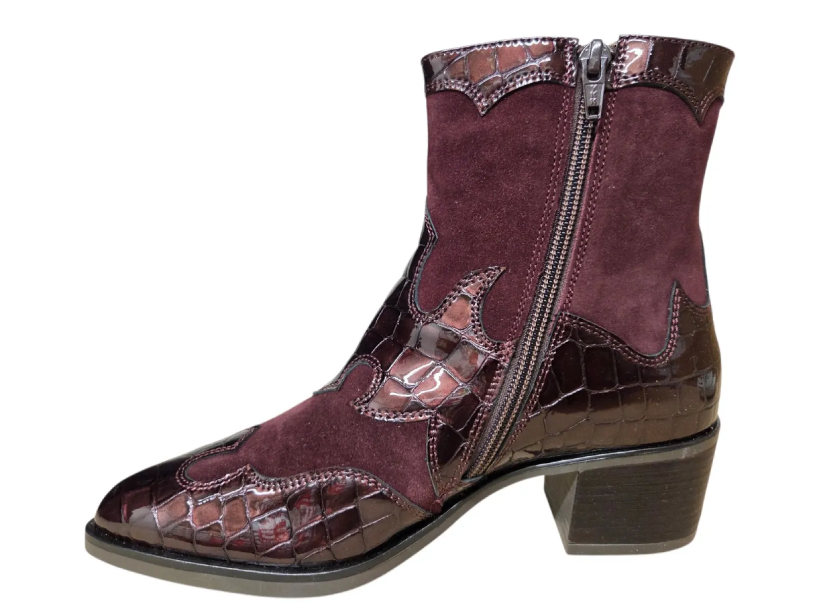 DL Sport DL Sport 7230 738 04 Navajo TDM Enkellaarzen Aubergine Suede en Lak Dames