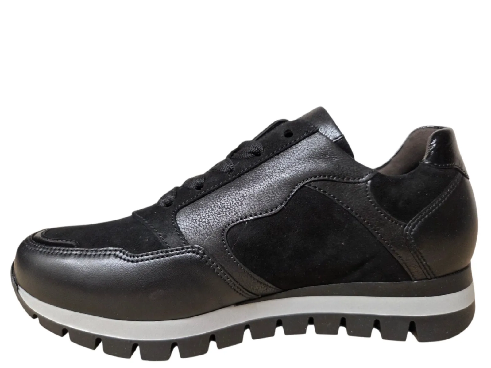 Gabor Gabor 6030.01.001 Sneakers Zwart Leer en Suede Dames Breedtemaat H