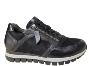Gabor Gabor 6030.01.001 Sneakers Zwart Leer en Suede Dames Breedtemaat H