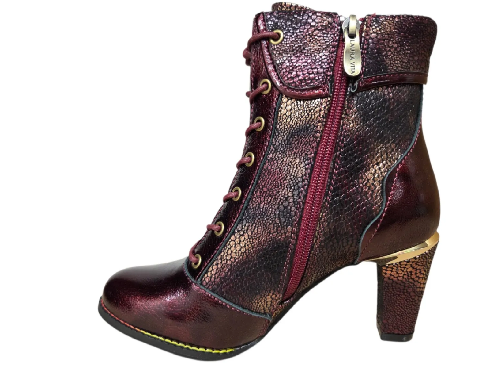 Laura Vita Laura Vita Alcbaneo 173 Wine Enkellaarzen Bordeaux Leer Dames