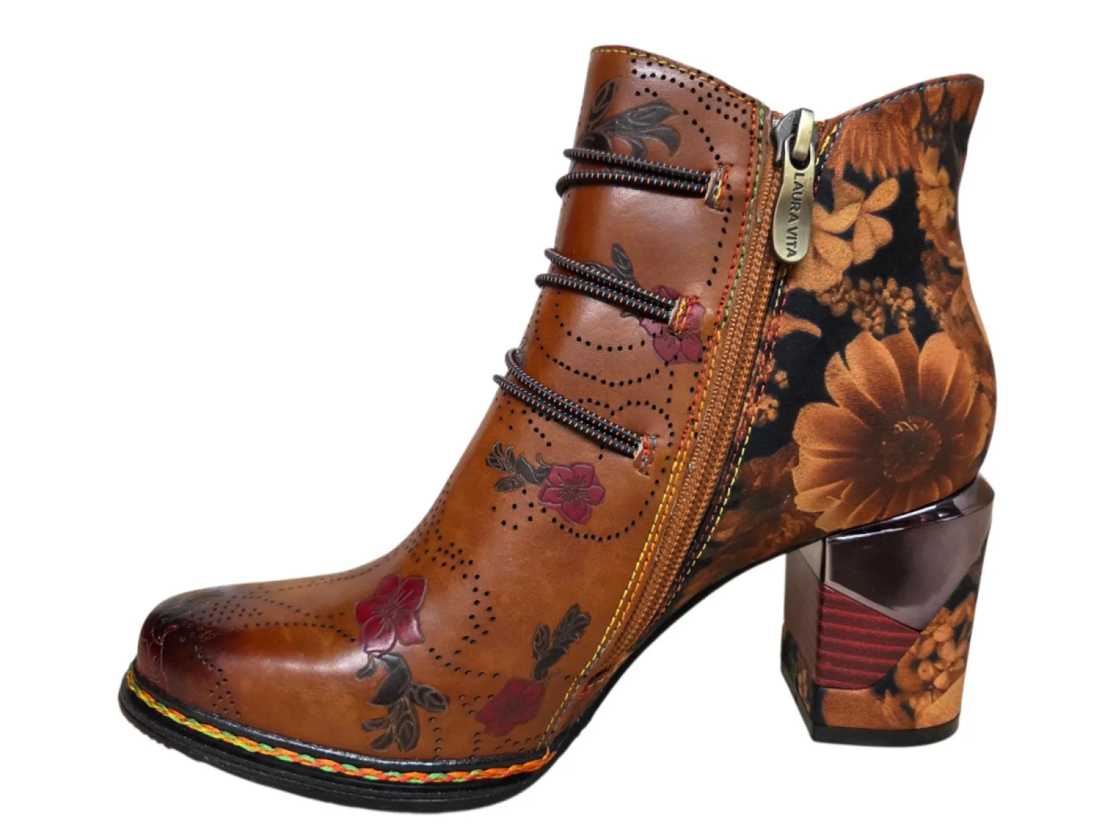 Laura Vita Laura Vita Maevao 21 Camel Enkellaarzen Cognac Leer Dames