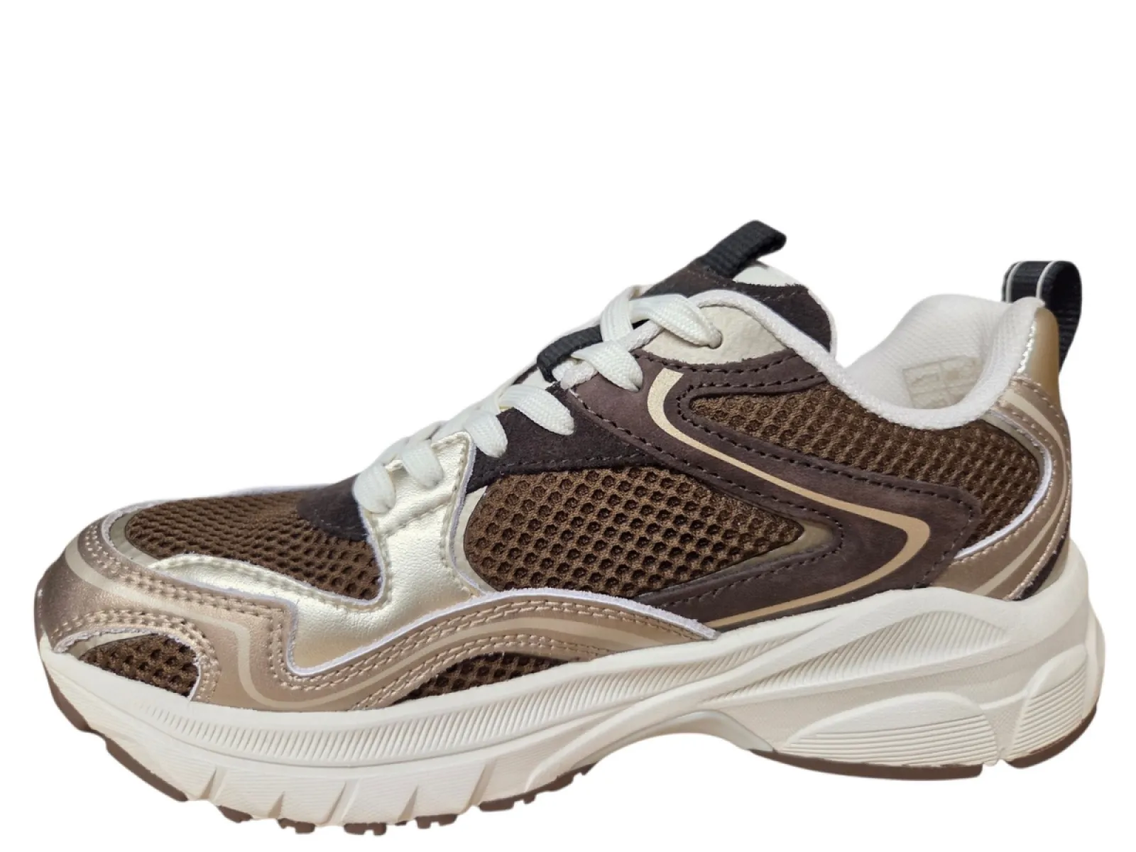 Maruti Maruti Novi Leather Brown DN7 Sneakers Bruin Brons Leer en Mesh Dames