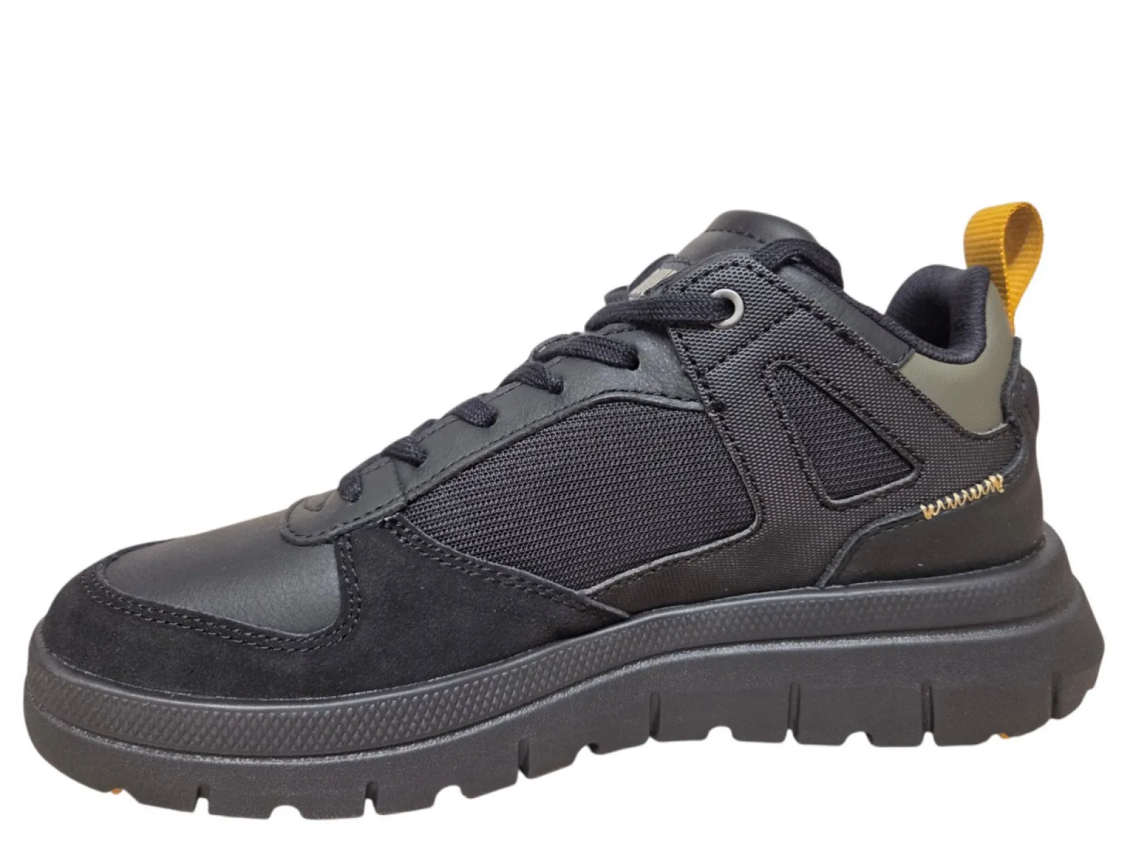 Palladium Palladium Pallaflex Low Mix Black Black Sneakers Zwart Leer Combi Heren