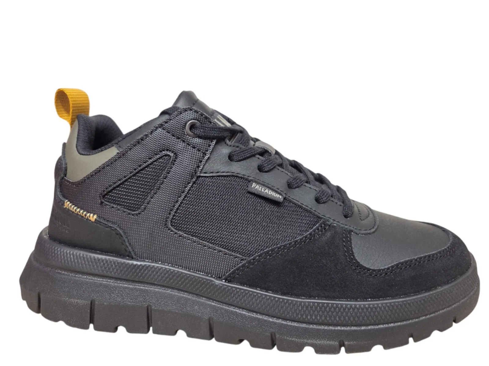 Palladium Palladium Pallaflex Low Mix Black Black Sneakers Zwart Leer Combi Heren