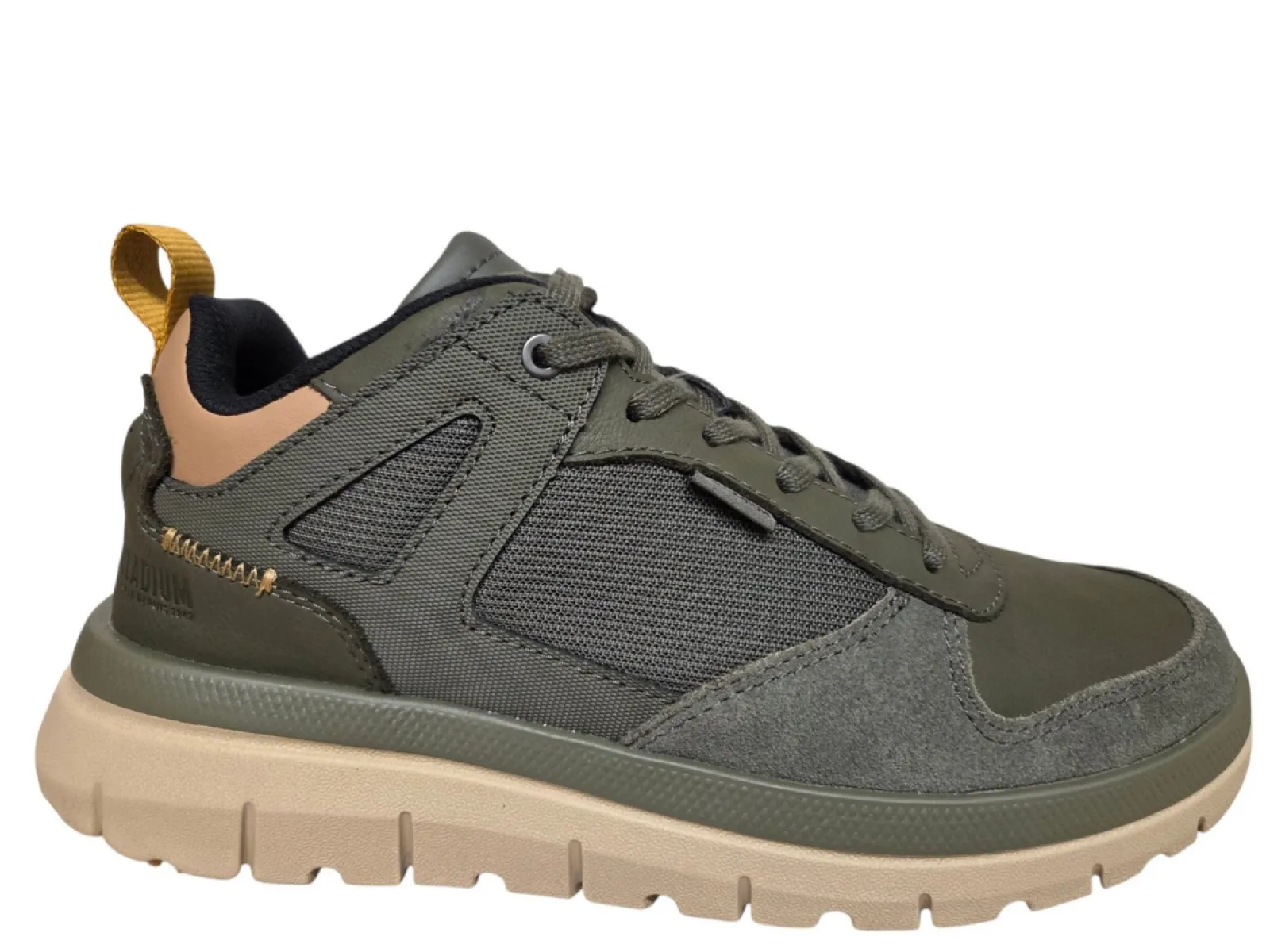 Palladium Palladium Pallaflex Low Mix Olive Night Sneakers Olijf Groen Leer Combi Heren