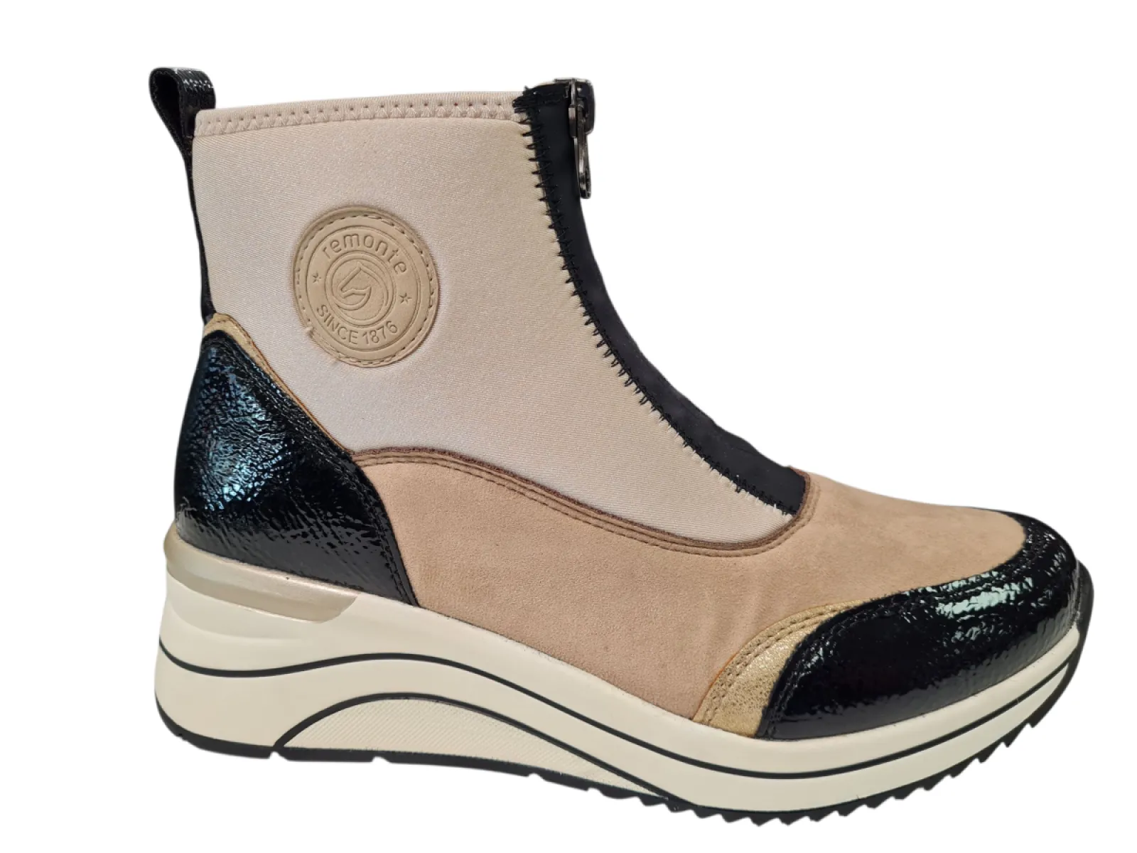 Remonte Remonte D0T78-60 Enkellaarzen Beige Zwart Stretch Dames