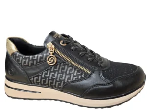 Remonte Remonte D1G08-07 Sneakers Zwart Met Goud Leer Dames