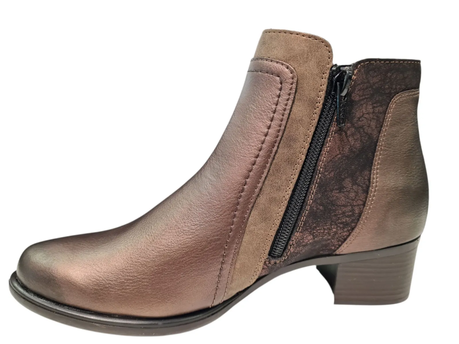 Remonte Remonte R5172-90 Enkellaarzen Brons Combi Leer Dames