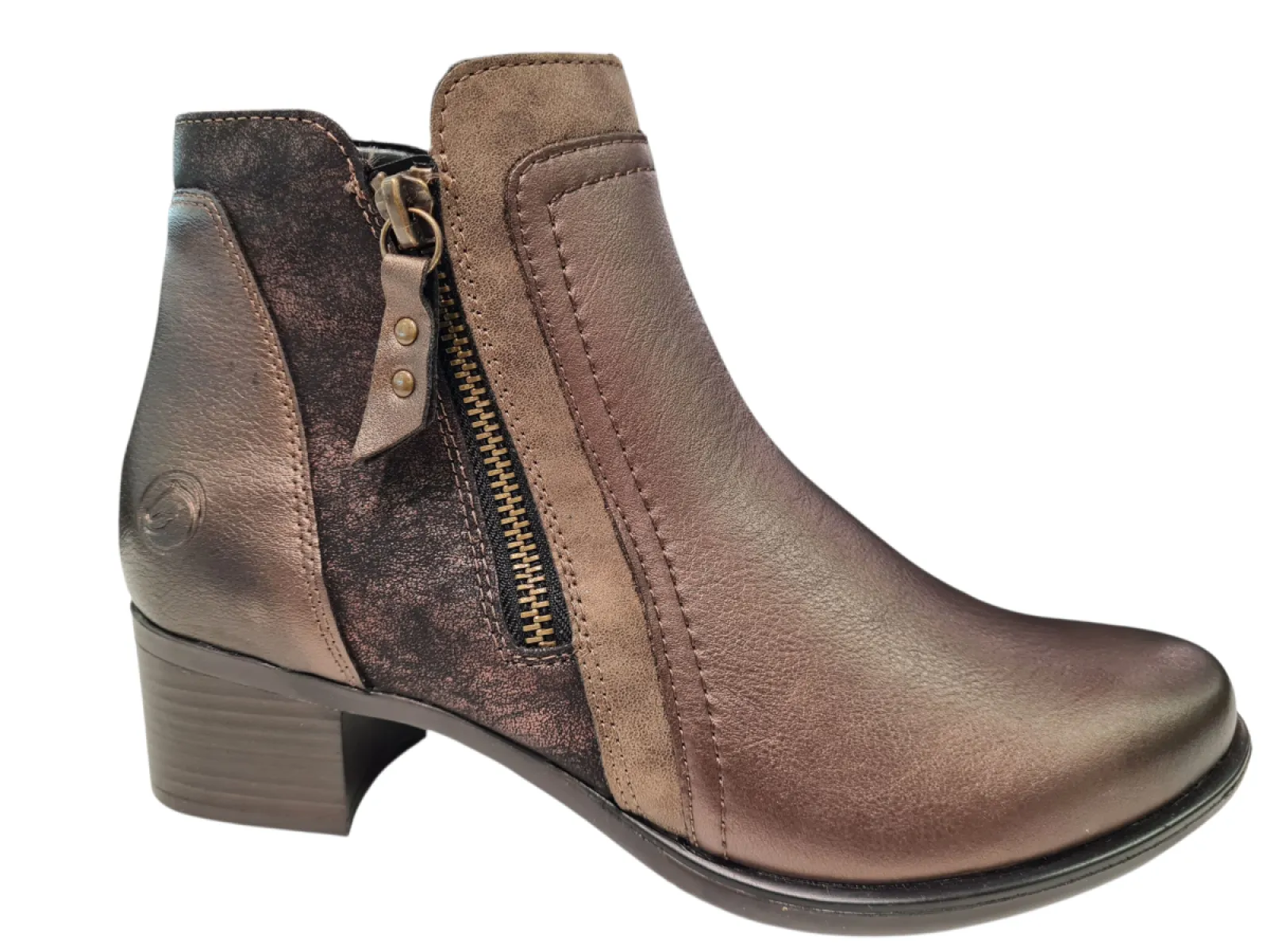 Remonte Remonte R5172-90 Enkellaarzen Brons Combi Leer Dames