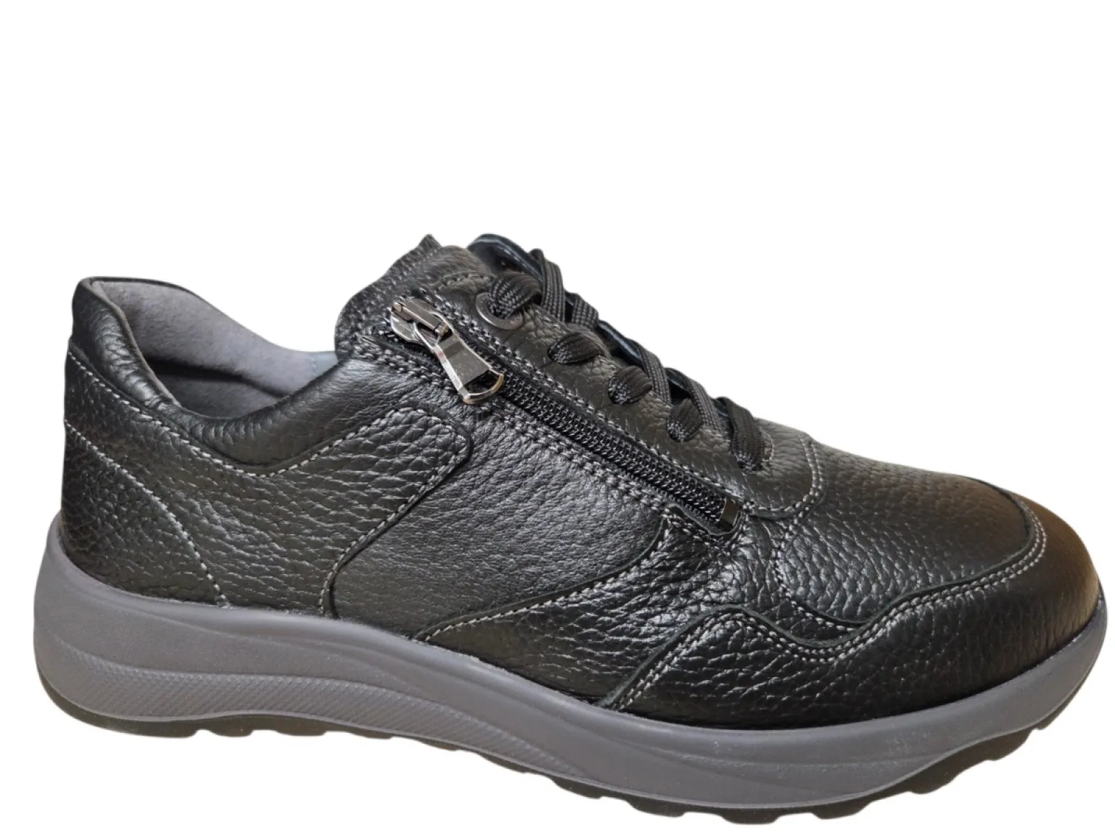 Waldlaufer Waldlaufer 6002 199 001 K Sneakers Zwart Leer Heren Breedtemaat K
