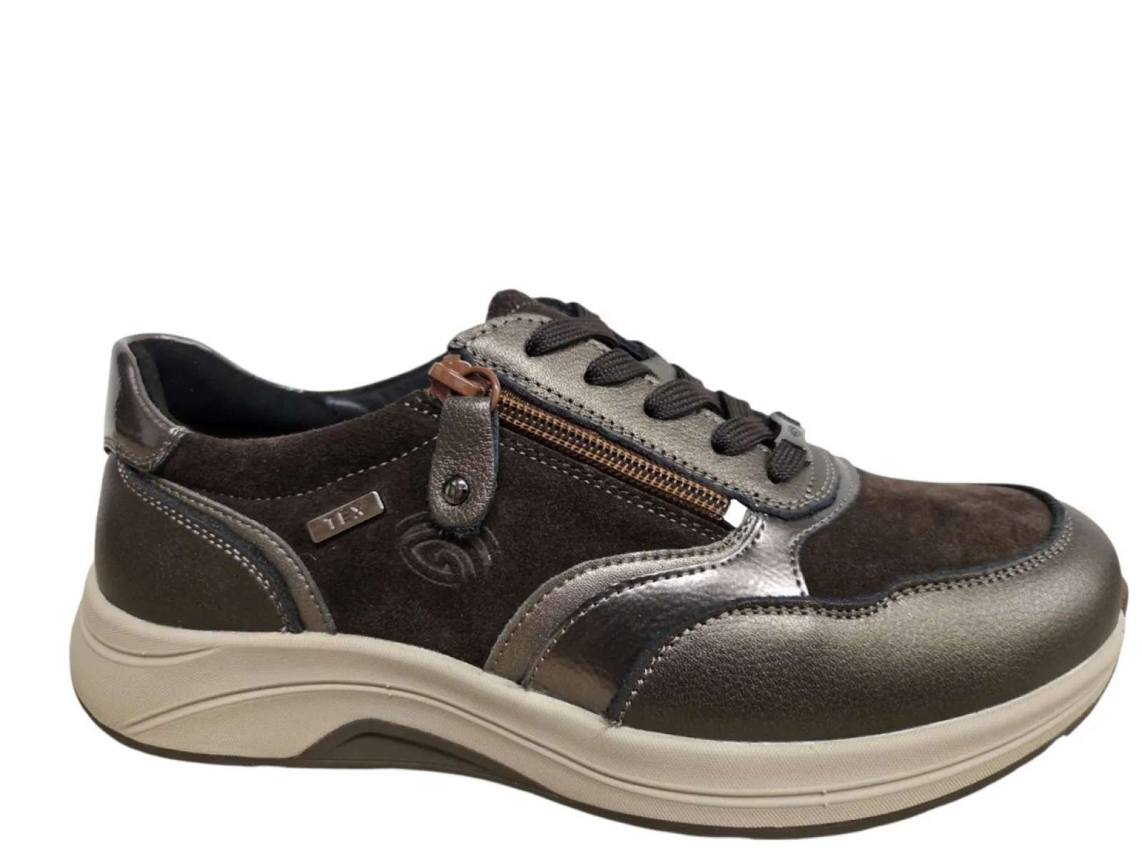 G Comfort G Comfort R-5189-1BC Bronce Combi Sneakers Brons Bruin Leer en Suede Dames