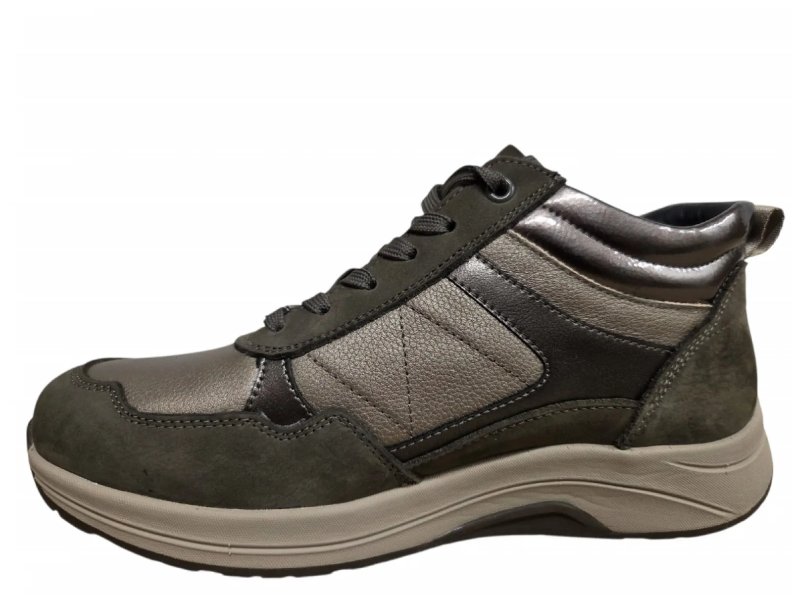 G Comfort G Comfort R-5189-5TC Taupe Combi Sneakers Halfhoog Taupe Leer Dames