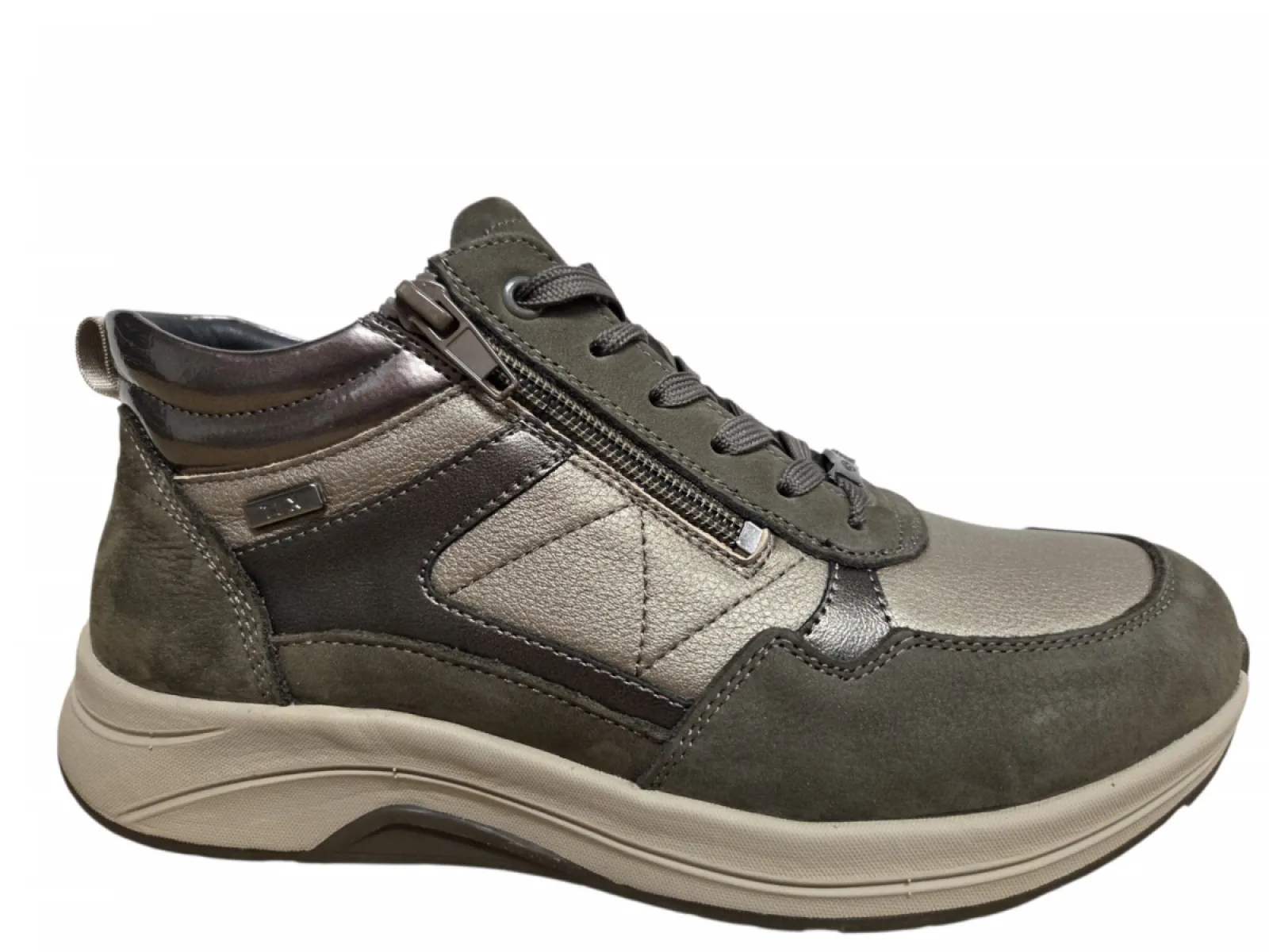 G Comfort G Comfort R-5189-5TC Taupe Combi Sneakers Halfhoog Taupe Leer Dames