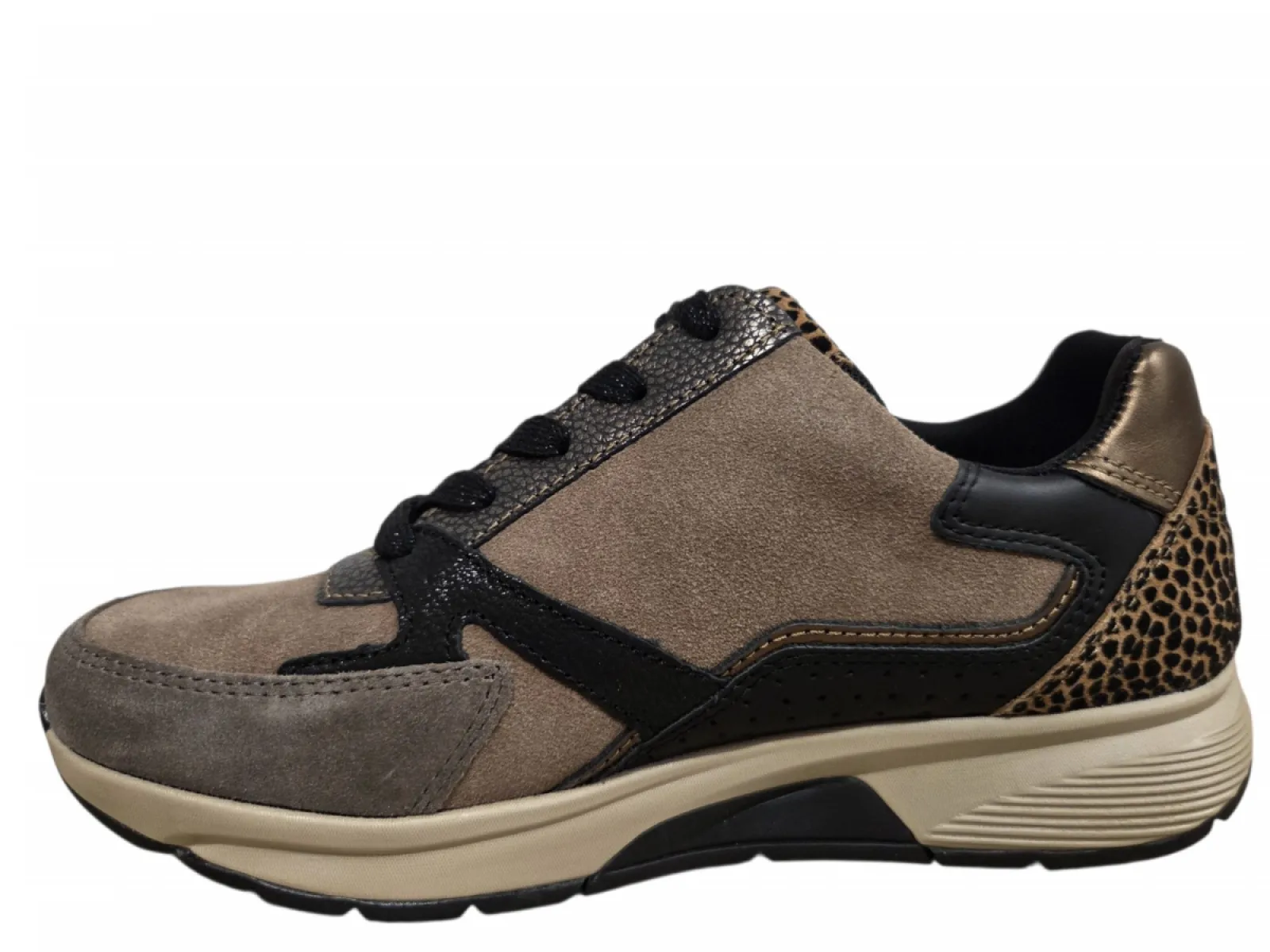 Gabor Gabor 0106.01.002 Rolling Soft Sneakers Bruin Combi Leer en Suede Dames Breedtemaat K