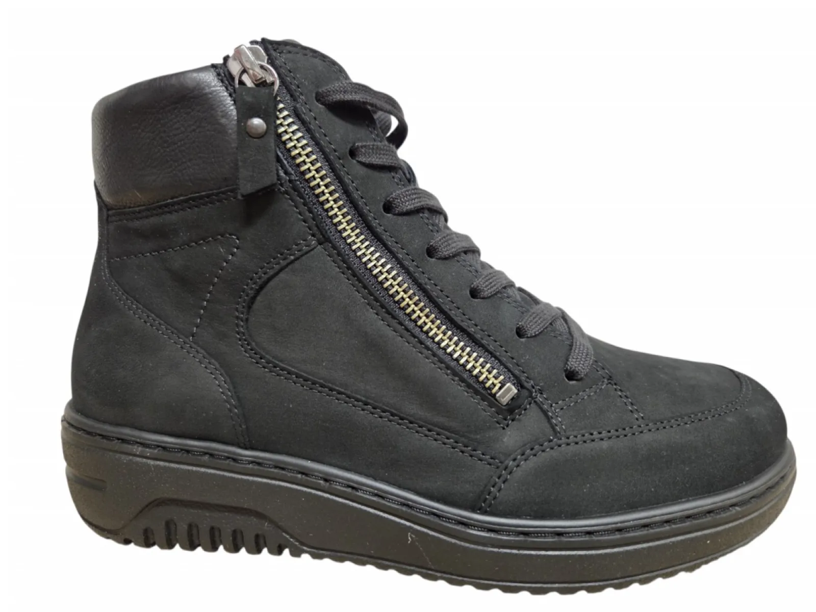 Hartjes Hartjes 172.1708/21 01.01 K Veterschoenen Halfhoog Zwart Nubuck Dames Breedtemaat K