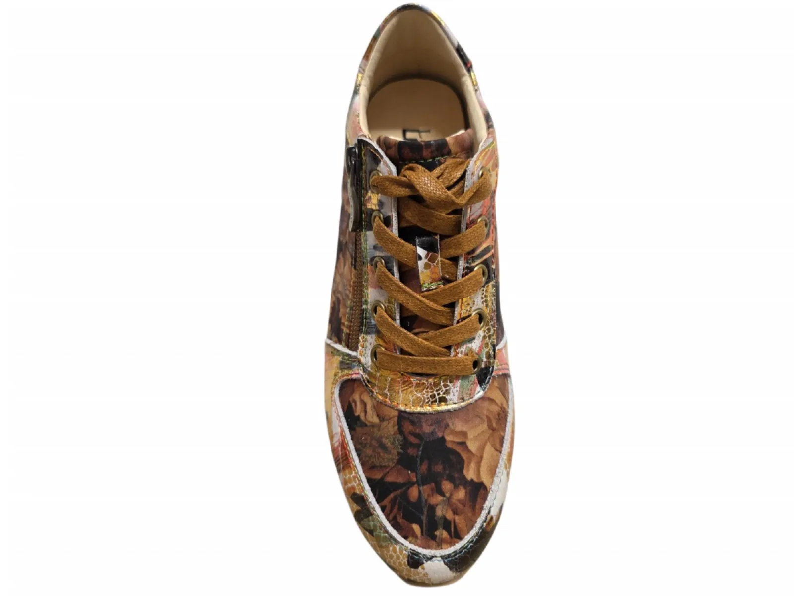 Laura Vita Laura Vita Gycmo 58 Orange Sneakers Oranje/Bruin Gebloemd Leer Dames