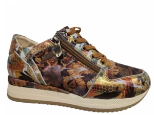 Laura Vita Laura Vita Gycmo 58 Orange Sneakers Oranje/Bruin Gebloemd Leer Dames