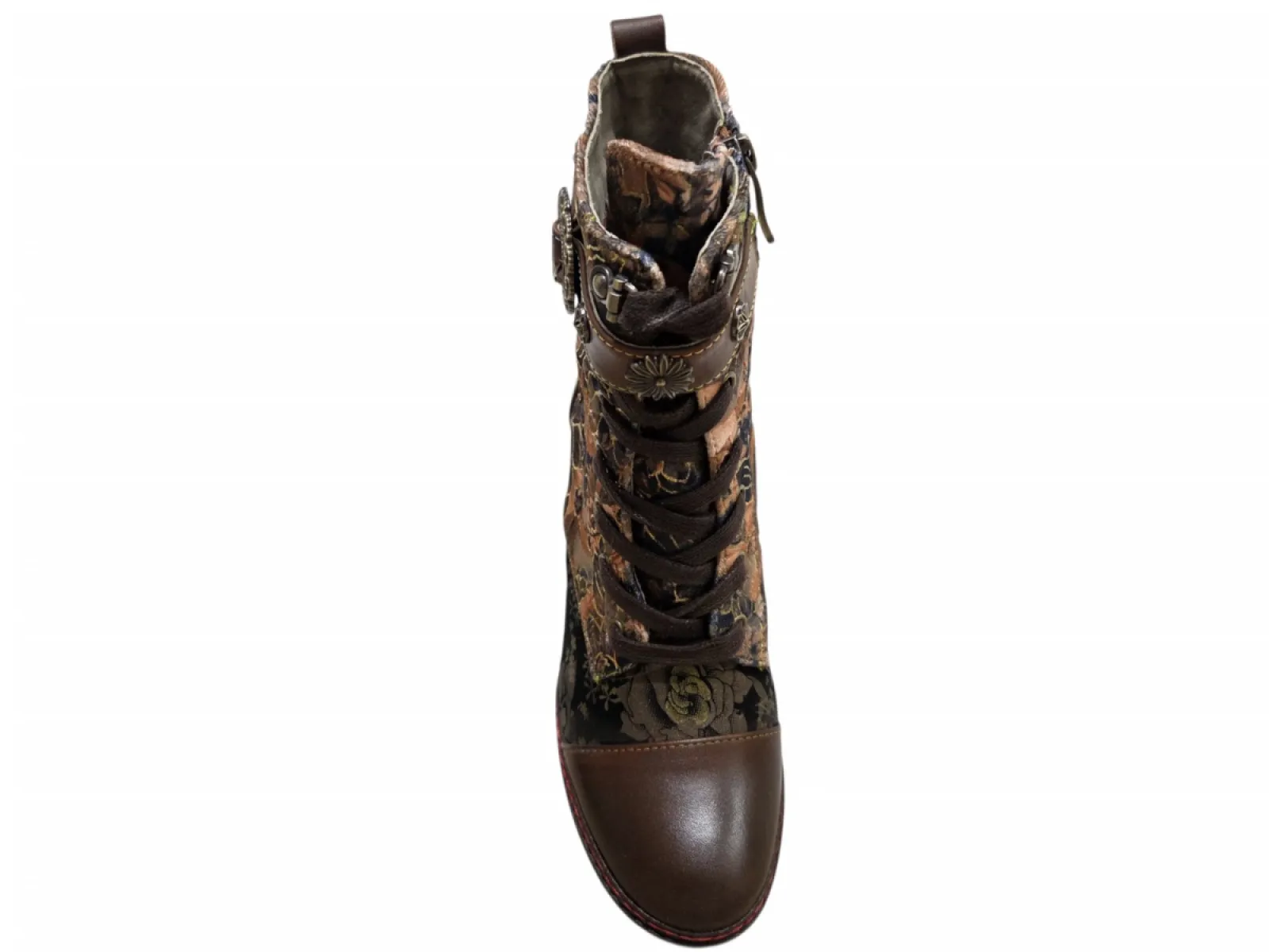 Laura Vita Laura Vita Incaso 10 Marron Enkellaarzen Bruin Gebloemd Leer en Suede Dames