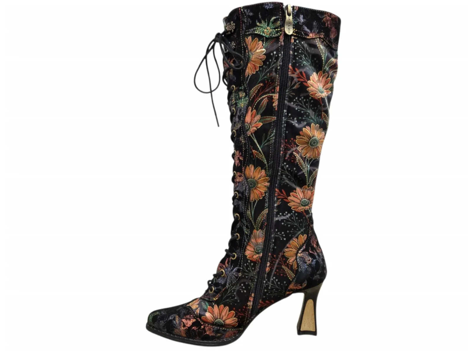Laura Vita Laura Vita Oanelo 02 Dorian Lange Laarzen Zwart Multi Gebloemd Suede Dames
