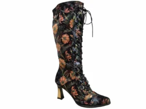 Laura Vita Laura Vita Oanelo 02 Dorian Lange Laarzen Zwart Multi Gebloemd Suede Dames