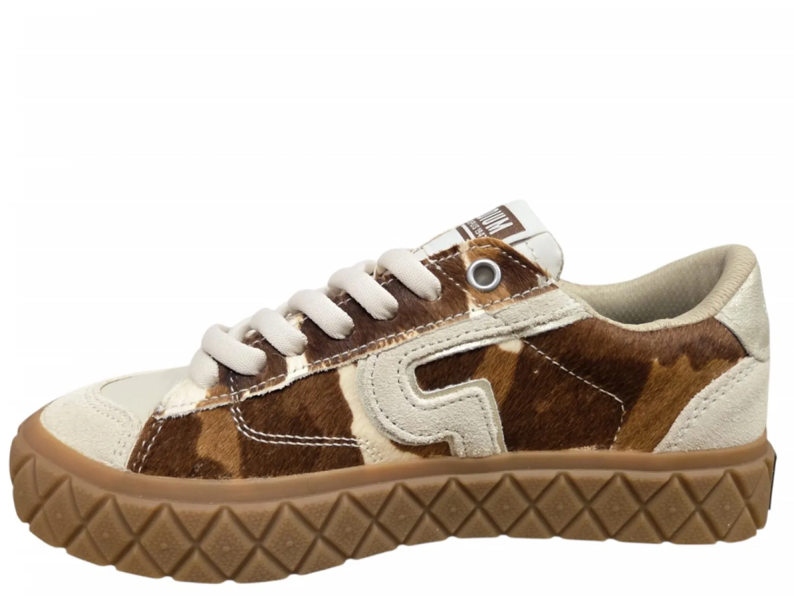 Palladium Palladium Ace Low Mix LTH Wild Pony Sneakers Wit/Bruin Leer en Textiel Dames