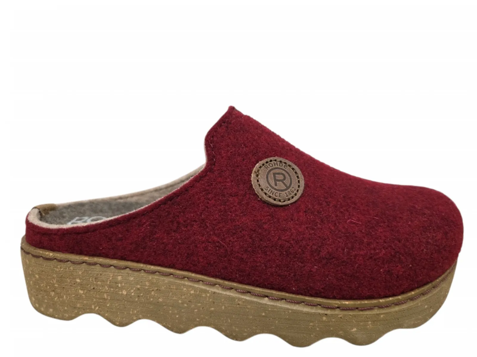 Rohde Rohde 6120 48 Pantoffels Open Sloffen Rood Vilt Dames