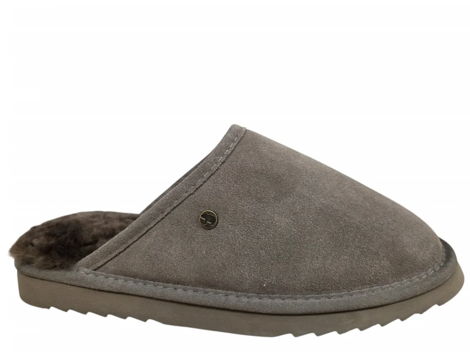Warmbat Warmbat Classic Unisex Suede Pebble Pantoffels Open Sloffen Bruin/Grijs Suede Uniseks