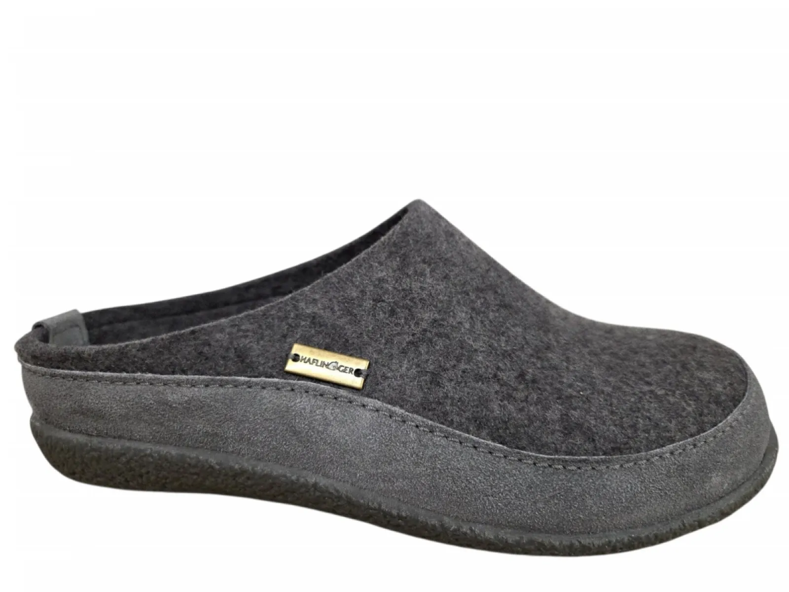 Haflinger Haflinger Blizzard Skane 004 Anthrazit Pantoffels Open Sloffen Grijs Vilt en Suede Heren