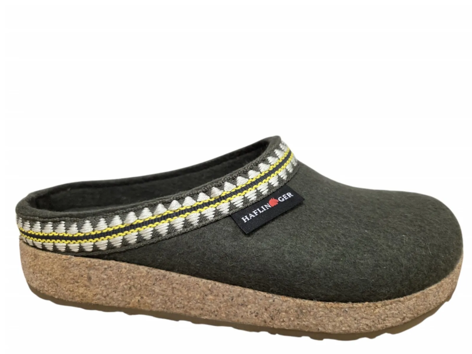 Haflinger Haflinger Grizzly Lucky 039 Mos Pantoffels Open Sloffen Groen Vilt Dames