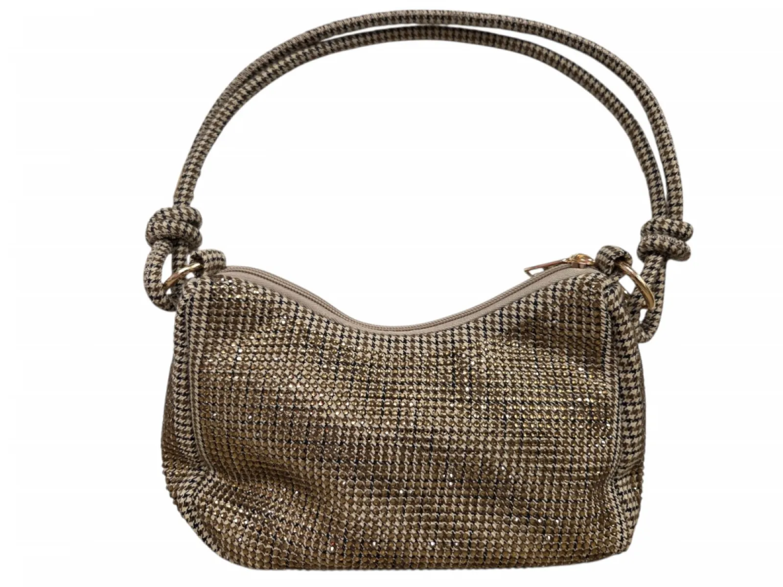 La Strada La Strada Sophie Bag Beige Fabric Stones Handtas Beige Met Strass Textiel Dames