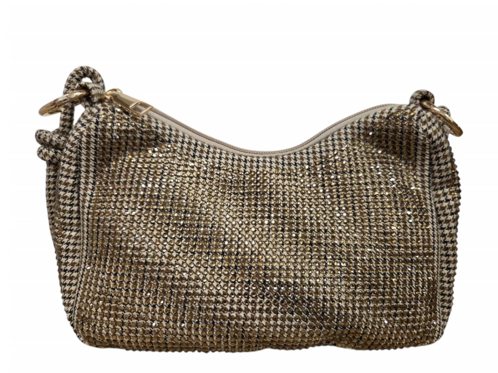 La Strada La Strada Sophie Bag Beige Fabric Stones Handtas Beige Met Strass Textiel Dames