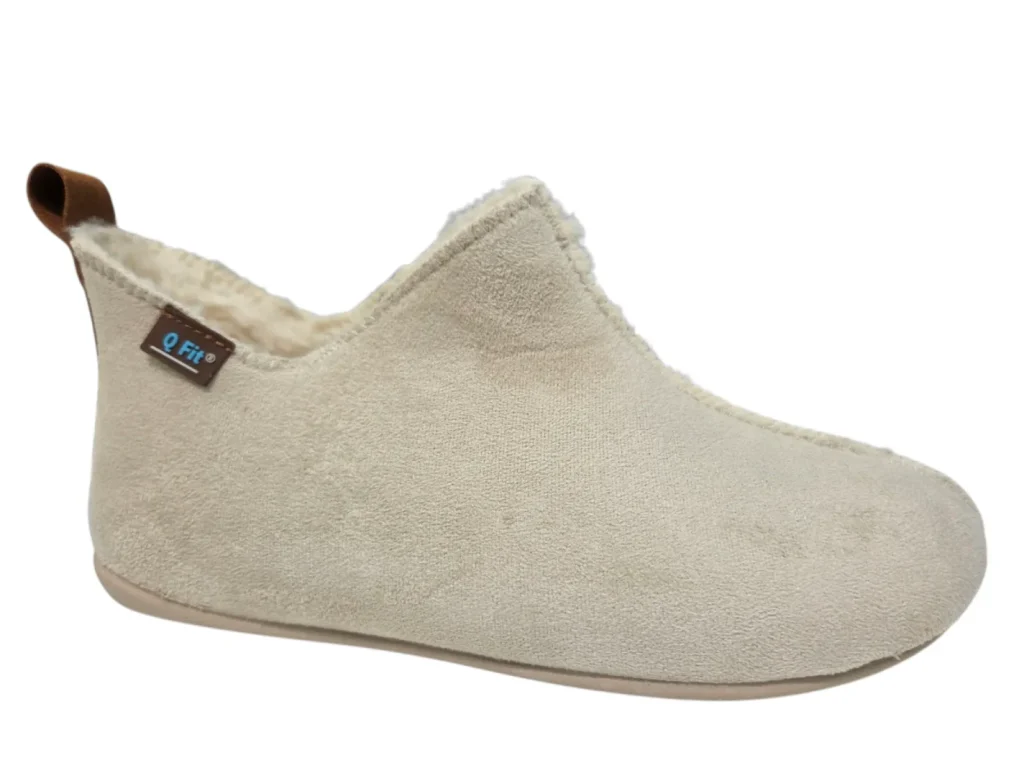 Q Fit Q Fit Madrid Suede Beige Pantoffels Dichte Sloffen Beige Suede Dames