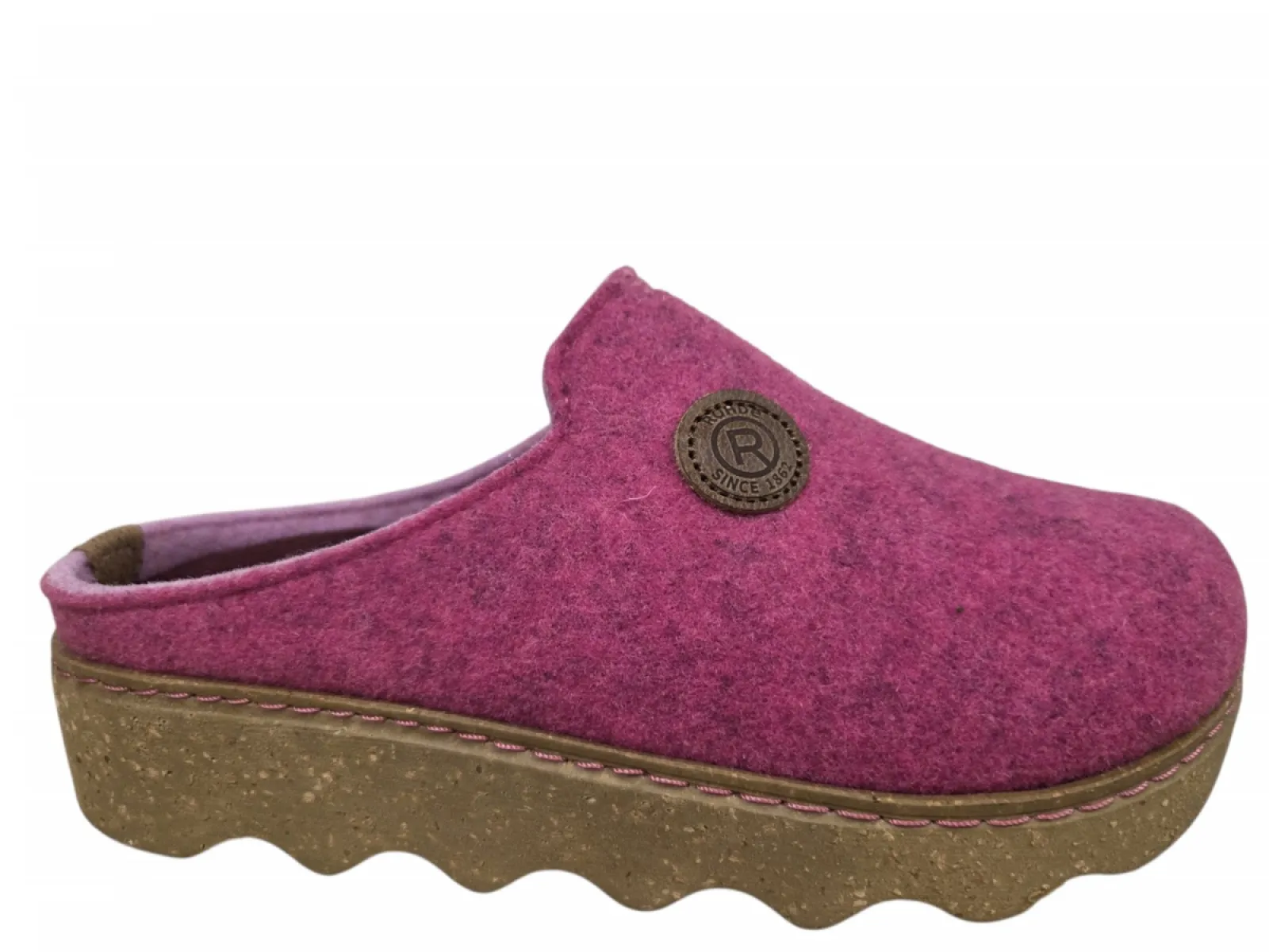 Rohde Rohde 6122 46 Pantoffels Open Sloffen Roze Vilt Dames
