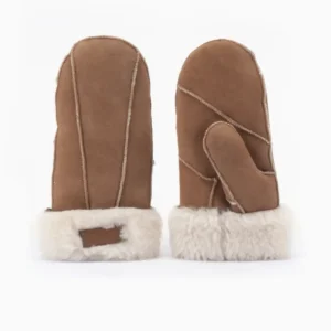 Warmbat Warmbat Mitten Women Lammy Patch Cognac Wanten Cognac Suede Dames